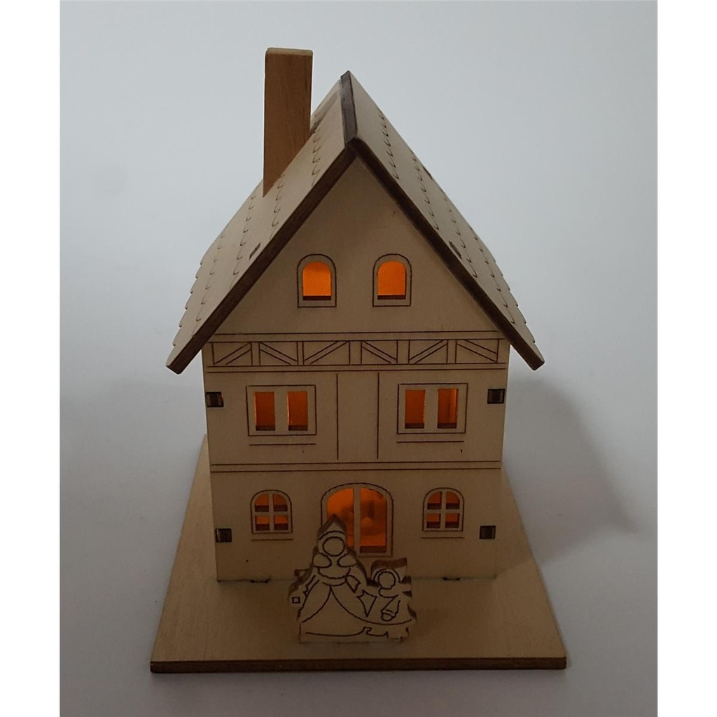 [458133077] Mini Holz Haus mit LED Beleuchtung Weihnachten Fenster Deko H 10,4 cm Bild 2