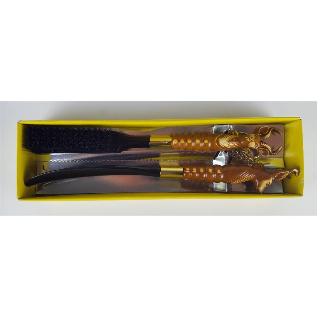 [458133093] Brush & Shoehorn Set Schuhlöffel Bürste Antelope Kopf 2 tlg Japan Bild 2