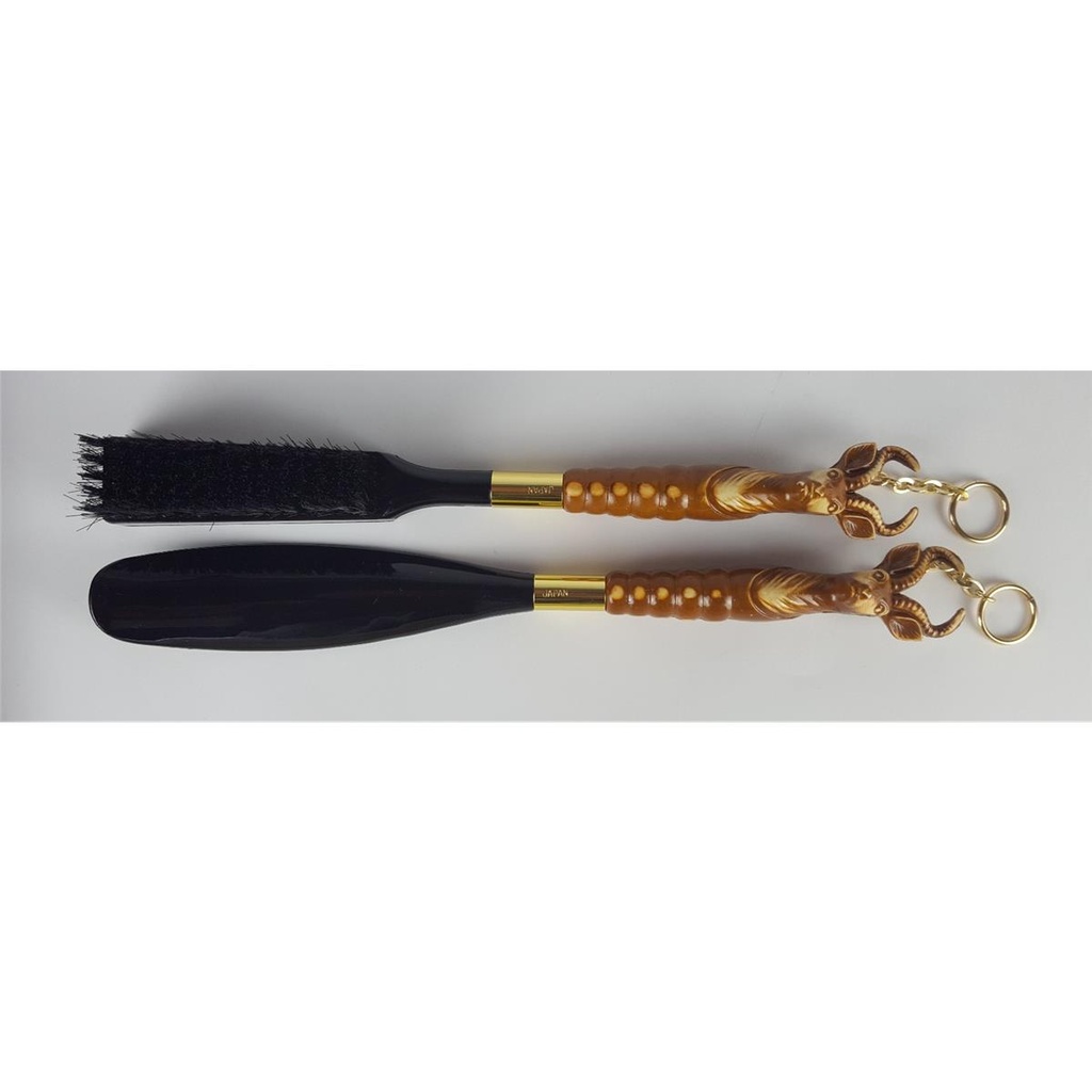 [458133093] Brush & Shoehorn Set Schuhlöffel Bürste Antelope Kopf 2 tlg Japan Bild 3