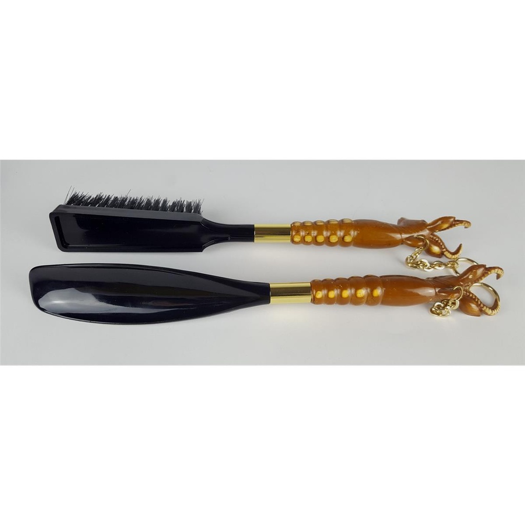 [458133093] Brush & Shoehorn Set Schuhlöffel Bürste Antelope Kopf 2 tlg Japan Bild 6