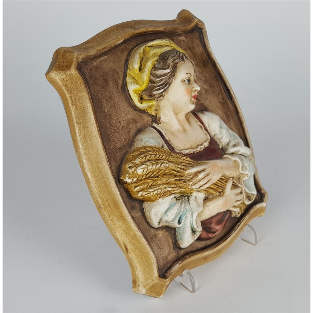 [2118988] 3D Porzellan Wandbild Deko Frau mit Weizen 16,3x19 cm Bild 2