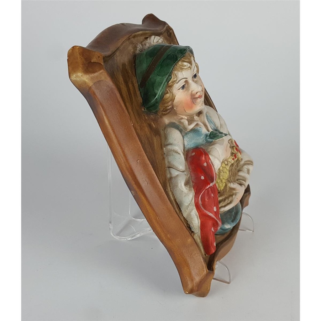 [2118989] 3D Porzellan Wandbild Deko Frau mit Obstkorb 16x19 cm Bild 2