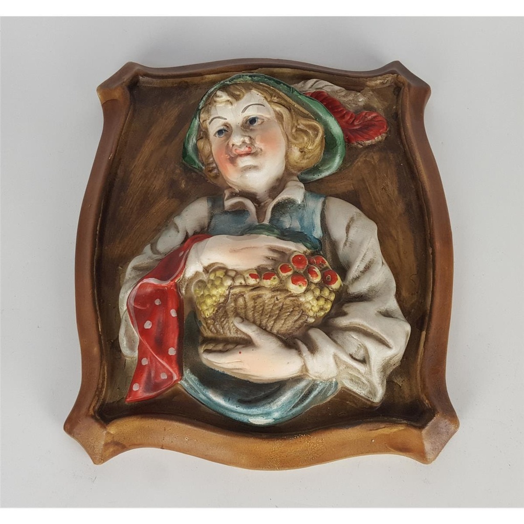 [2118989] 3D Porzellan Wandbild Deko Frau mit Obstkorb 16x19 cm Bild 7