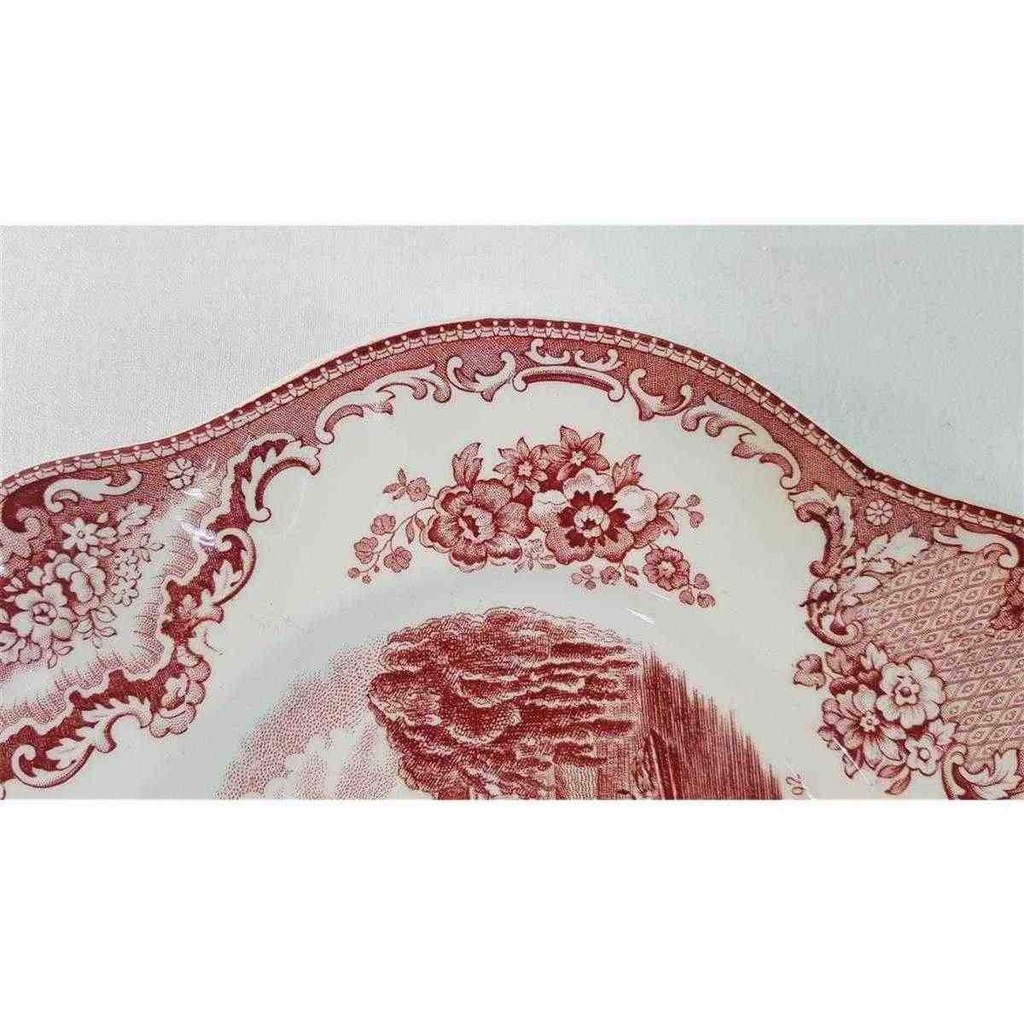 [45813314-1] Servierplatte Speiseplatte Fleischplatte 30x25,2 cm Johnson Bros Old Britain Castles Rot gebraucht - sehr gut Bild 3