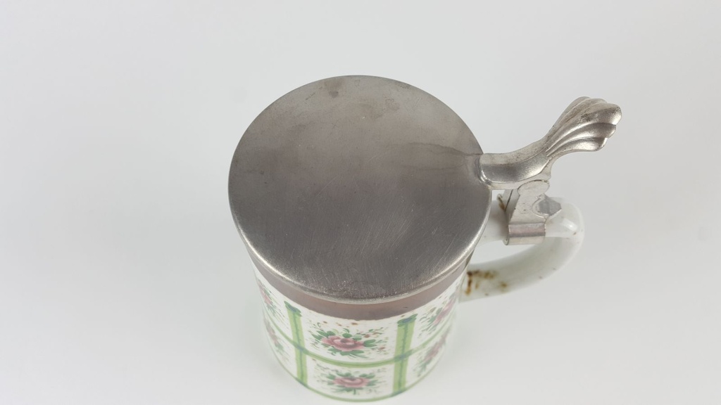 [2118993] BMF Bierkrug mit Deckel 0,5 L Blumendekor rosa grün braun Bild 5