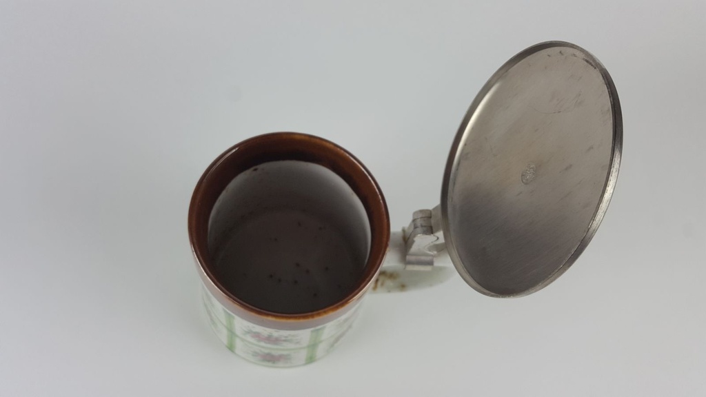 [2118993] BMF Bierkrug mit Deckel 0,5 L Blumendekor rosa grün braun Bild 6