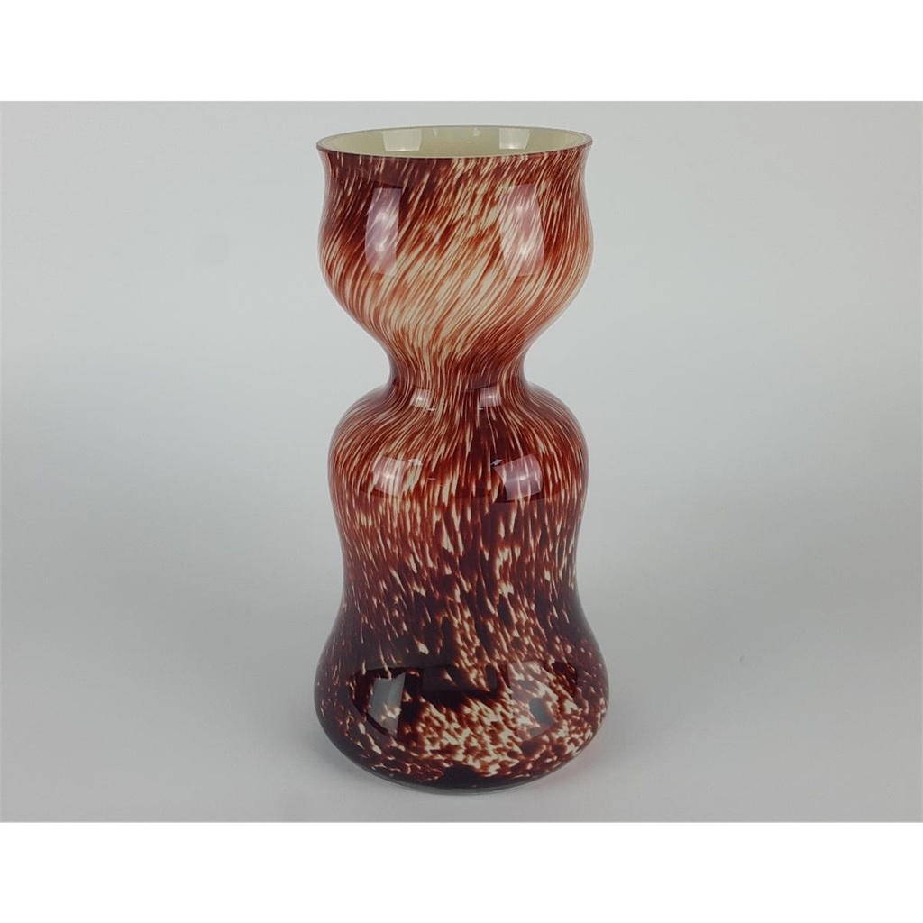 [458133265] dekorative Blumenvase Glasvase Murano-Stil rot-beige H 23,5 D 12,5 cm Bild 3