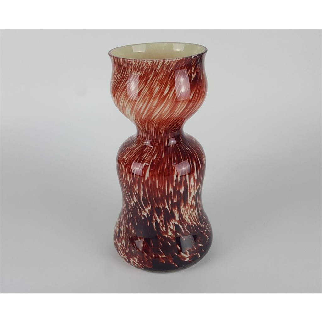 [458133265] dekorative Blumenvase Glasvase Murano-Stil rot-beige H 23,5 D 12,5 cm Bild 4