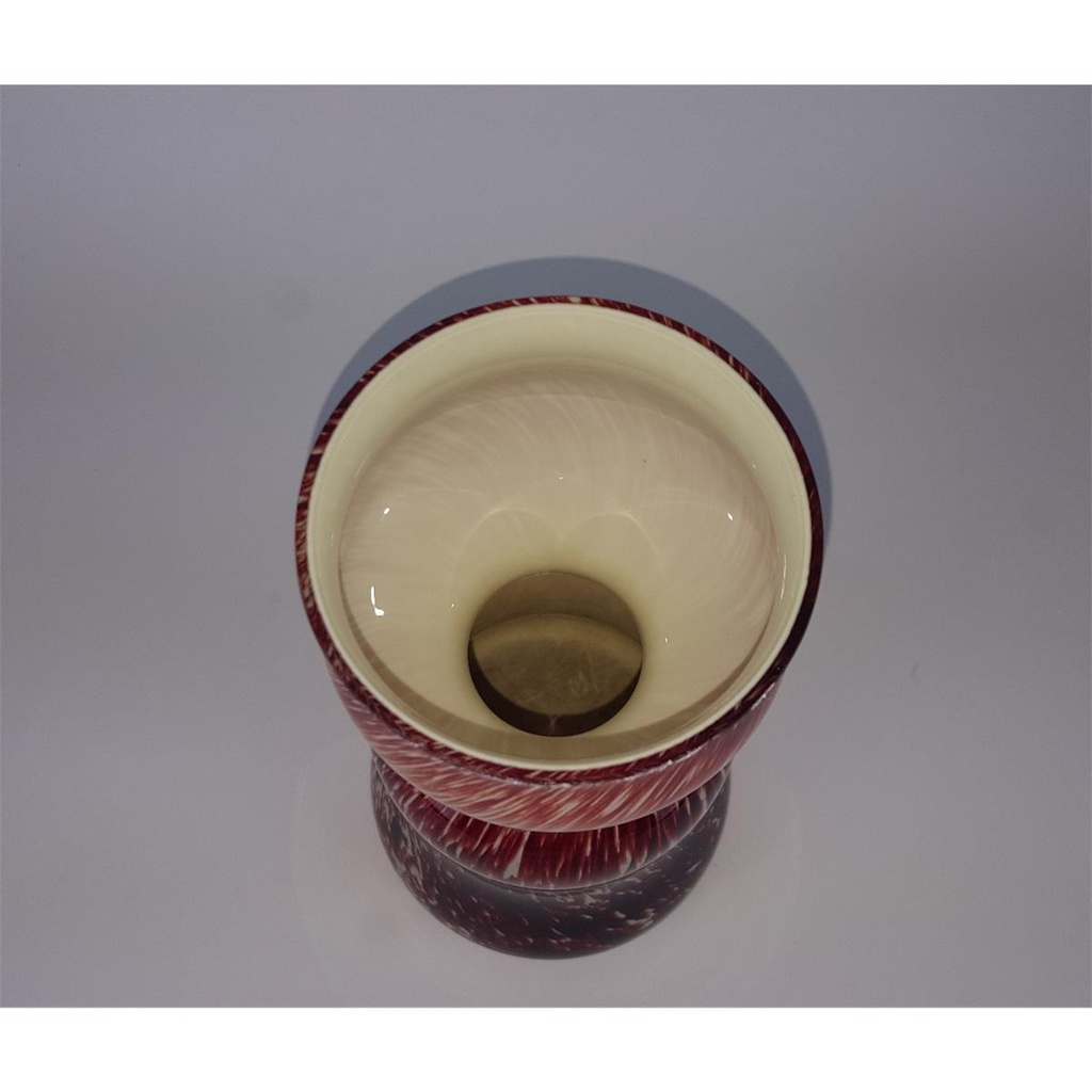 [458133265] dekorative Blumenvase Glasvase Murano-Stil rot-beige H 23,5 D 12,5 cm Bild 6