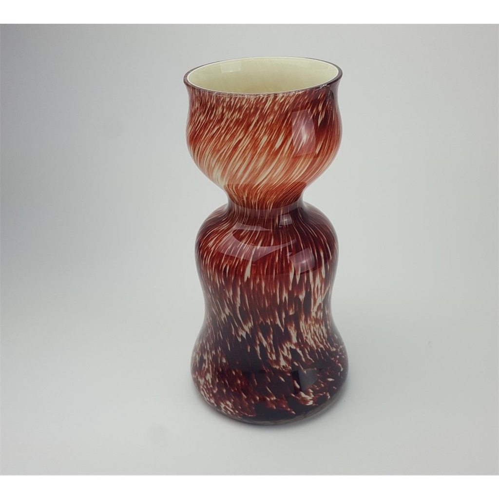 [458133265] dekorative Blumenvase Glasvase Murano-Stil rot-beige H 23,5 D 12,5 cm Bild 7