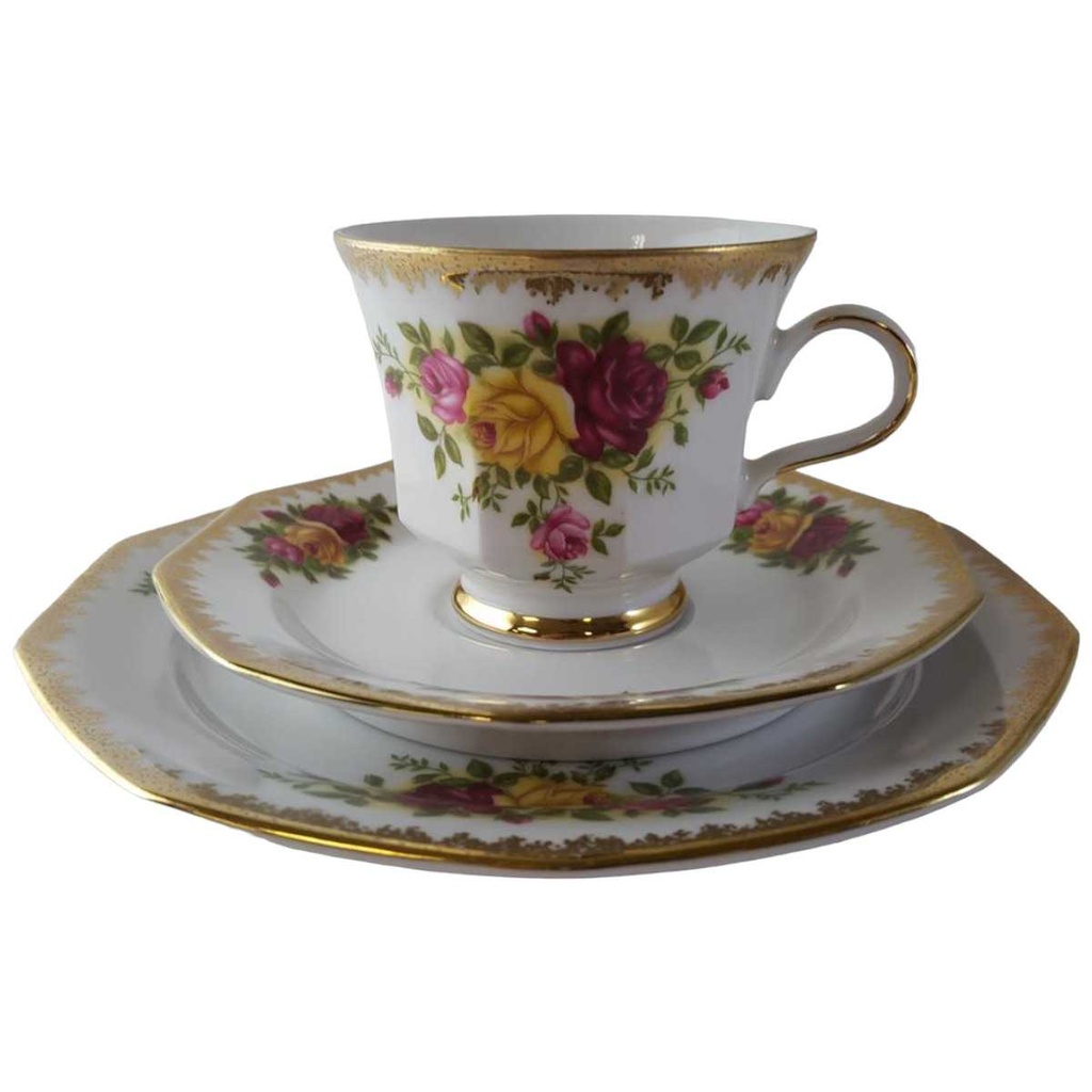 [45813330] Sammelgedeck Goldrand 3tlg Winterling Marktleuthen bunte Rosen gebraucht - sehr gut Bild 2