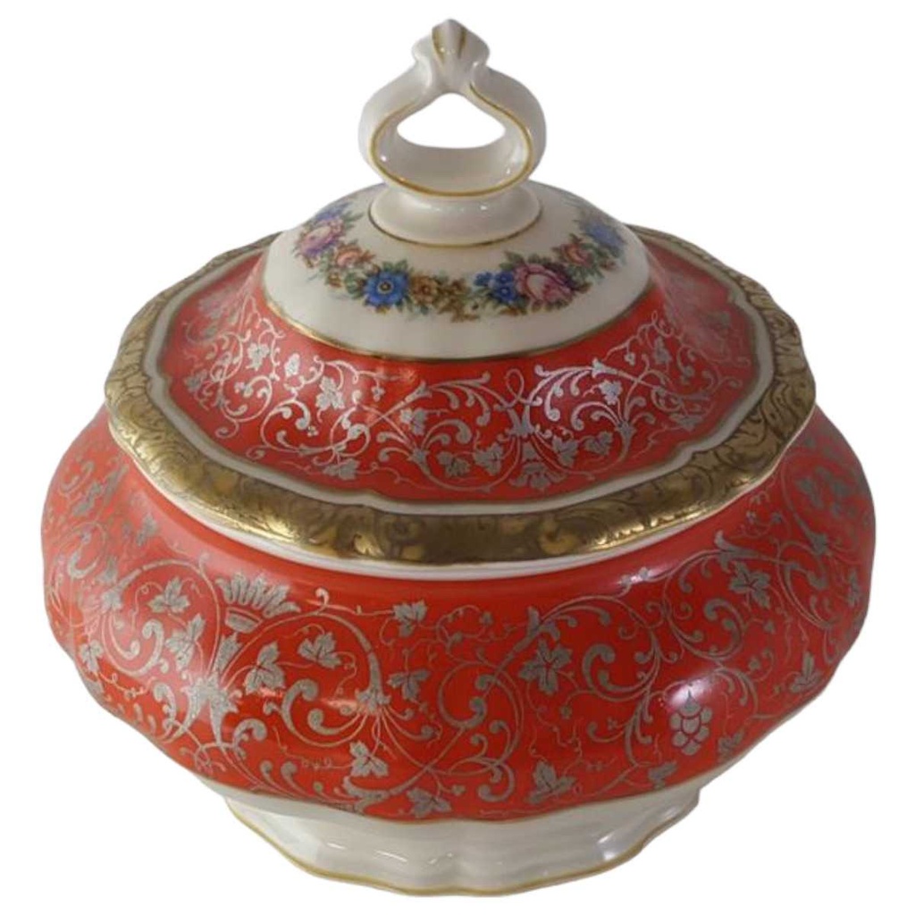 [45813448] Bonboniere Goldrand Rosenthal Chippendale bunte Blumen rot mit Dekor 2639 gebraucht - gut Bild 2