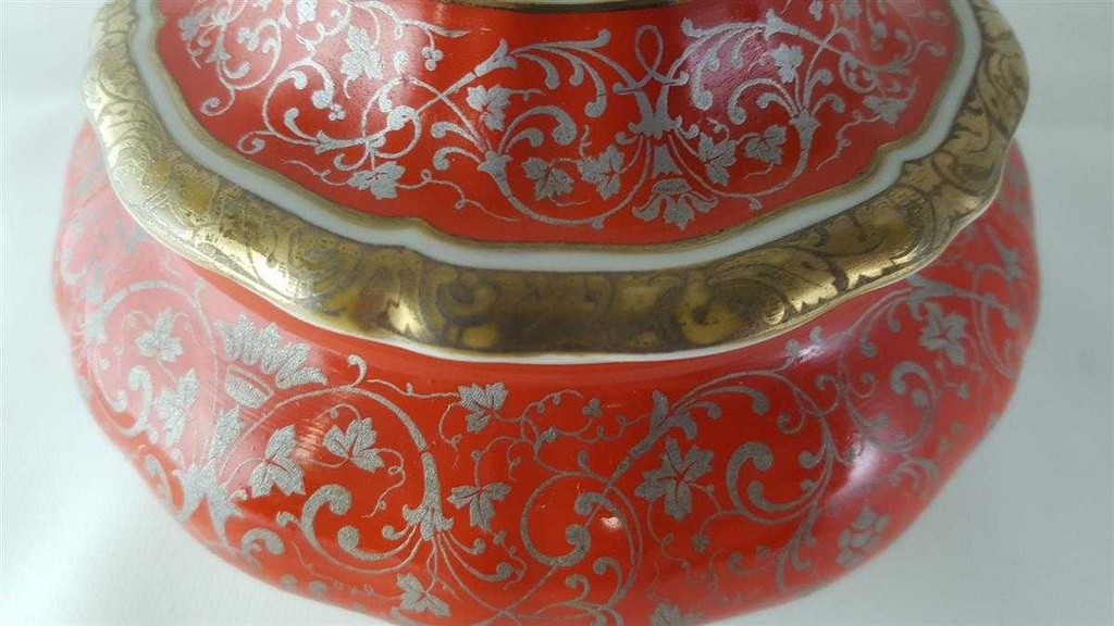 [45813448] Bonboniere Goldrand Rosenthal Chippendale bunte Blumen rot mit Dekor 2639 gebraucht - gut Bild 3