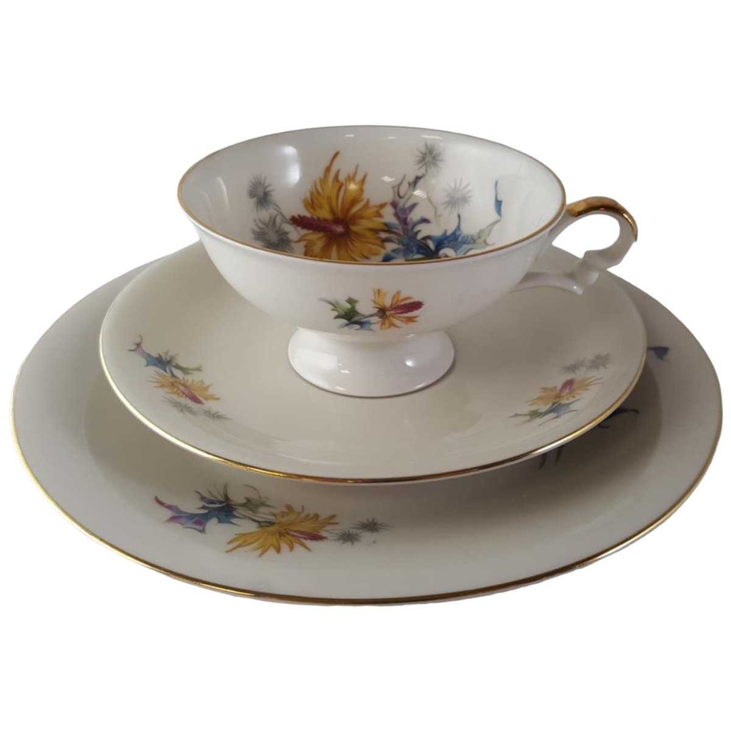 [45813453] Sammelgedeck Goldrand 3tlg Hertel Jacob Rehau Blumen gebraucht - sehr gut Bild 2