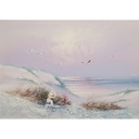 [45813588] Ölgemälde Meer Naturansicht Mädchen Dame am Strand mit Holzrahmen signiert Bild 3