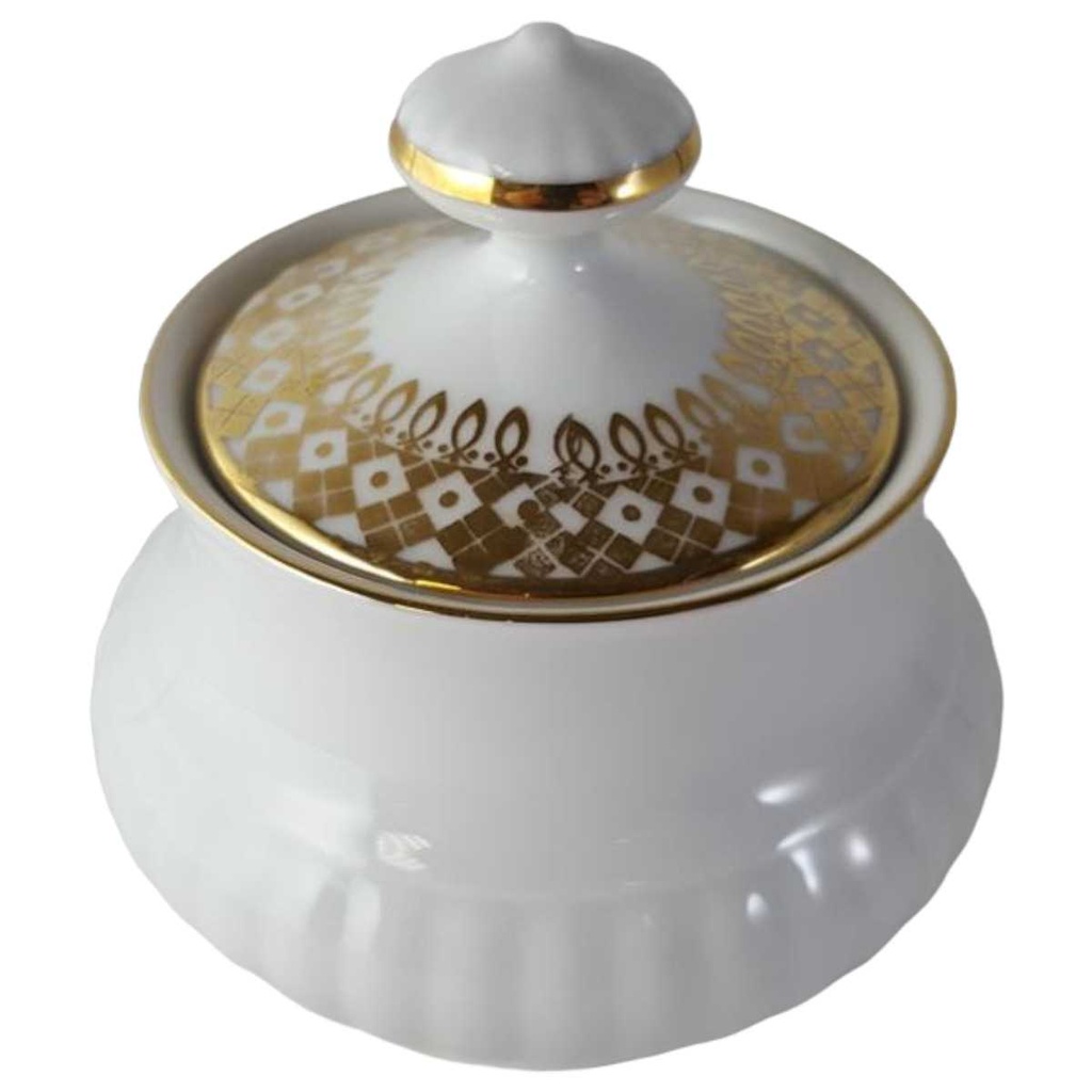 [45813602] Zuckerdose Golddekor Mitterteich Form 527 weiß mit Bild 2