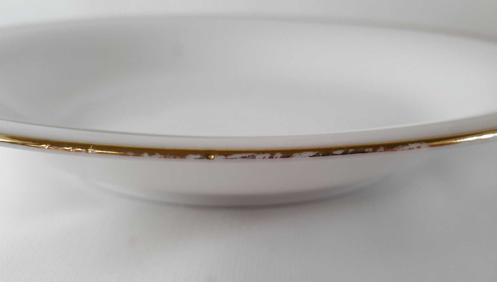 [45813627] Suppenteller Goldrand 22,8 cm Hertel Jacob Rehau grau gebraucht - gut Bild 4
