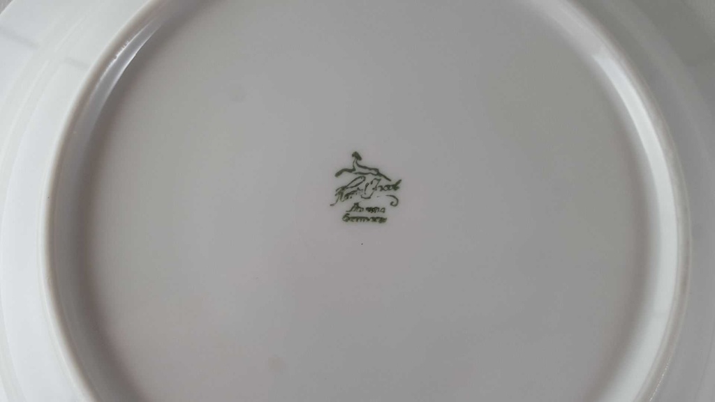 [45813627] Suppenteller Goldrand 22,8 cm Hertel Jacob Rehau grau gebraucht - gut Bild 6