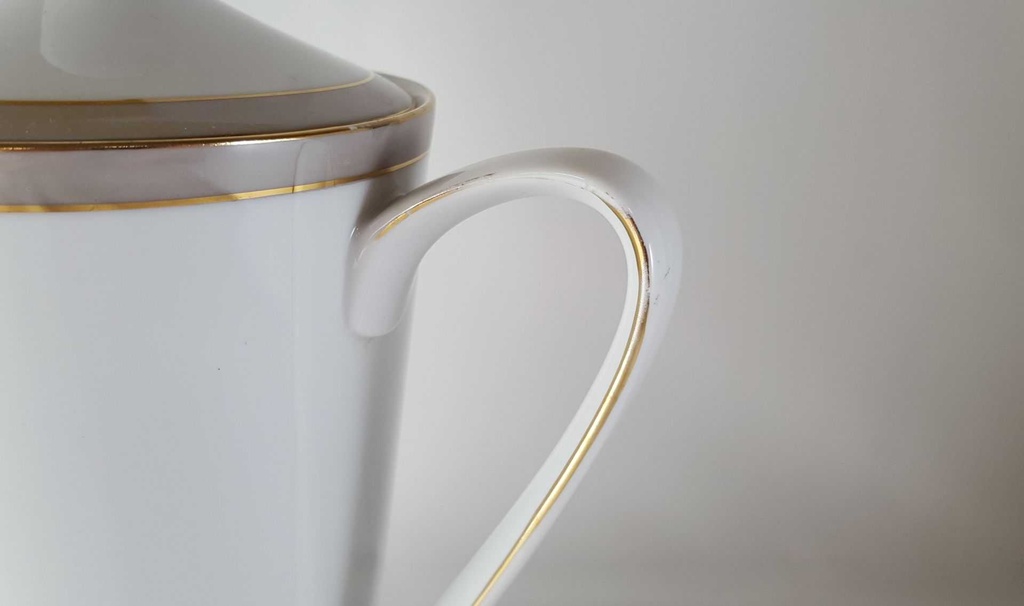 [45813632] Kaffeekanne Kanne Goldrand 1,2 L Hertel Jacob Rehau grau gebraucht - gut Bild 5