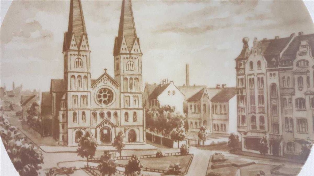 [4581364] Heimatteller Sammelteller AK Kaiser Porzellan Wandteller Gelsenkirchen 5.Motiv Moltkeplatz um 1900 gebraucht - sehr gut Bild 2