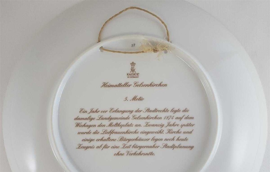 [4581364] Heimatteller Sammelteller AK Kaiser Porzellan Wandteller Gelsenkirchen 5.Motiv Moltkeplatz um 1900 gebraucht - sehr gut Bild 4