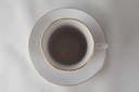 [45813659] Mokkatasse mit Untertasse Kaffeetasse Tasse Espressotasse Goldrand Freiberger Porzellan Weiß gebraucht - sehr gut Bild 3
