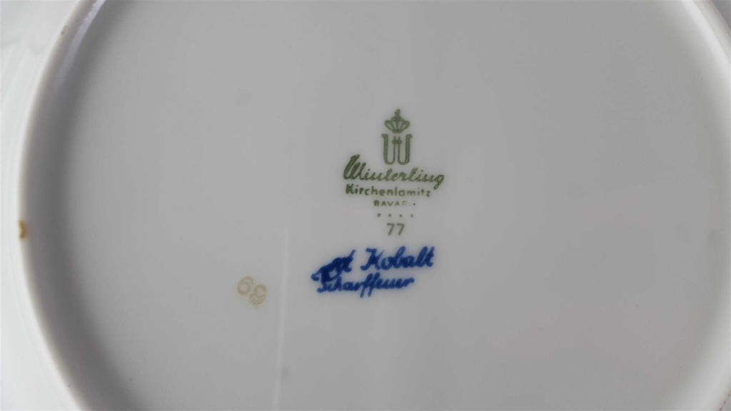 [45813662] Kuchenteller Goldrand 19,5 cm Winterling Kirchenlamitz Scharffeuer Echt Kobalt gebraucht - gut Bild 4