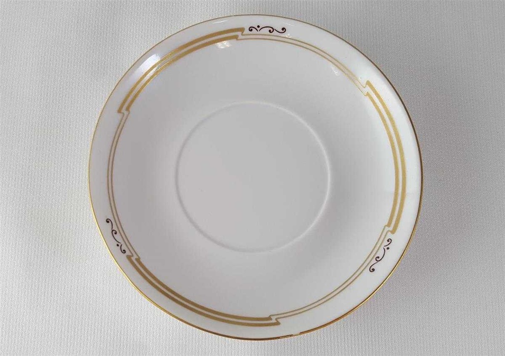 [45813676] Untertasse Mokkatasse mit Kaffeetasse Tasse Espressotasse & Goldrand Freiberger Porzellan Weiß gebraucht - gut Bild 4
