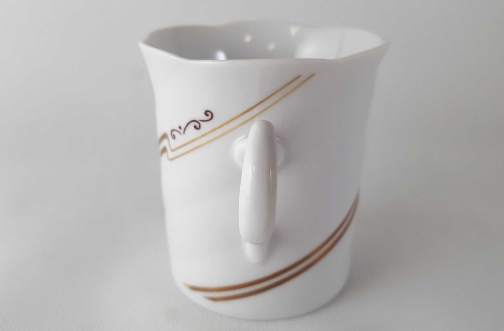 [45813676] Untertasse Mokkatasse mit Kaffeetasse Tasse Espressotasse & Goldrand Freiberger Porzellan Weiß gebraucht - gut Bild 8