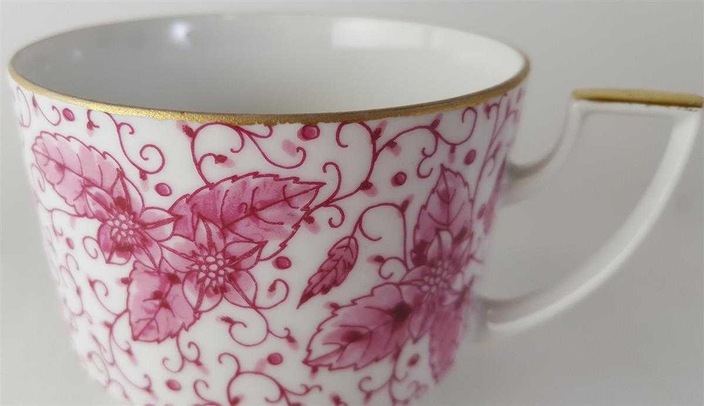 [45813692] Kaffeetasse Tasse Goldrand Pirkenhammer Rosa Blumendekor Blumen Bild 4