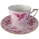 [45813694] Kaffeetasse mit Untertasse Tasse Goldrand 2tlg Pirkenhammer Rosa Blumendekor Blumen Bild 2