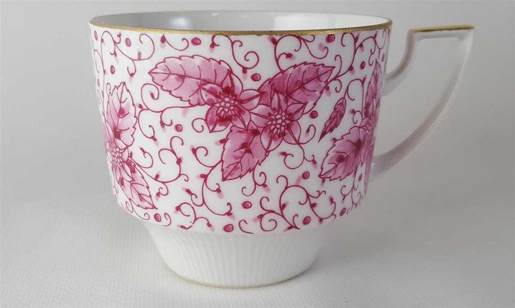 [45813694] Kaffeetasse mit Untertasse Tasse Goldrand 2tlg Pirkenhammer Rosa Blumendekor Blumen Bild 3