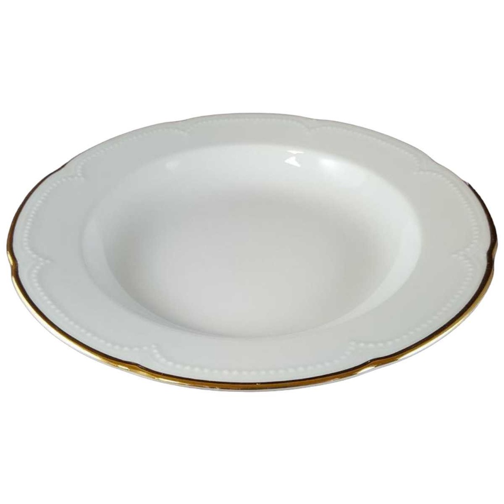 [45813697] Suppenteller Goldrand 22,5 cm Graf von Henneberg Viktoria weiß mit Bild 2