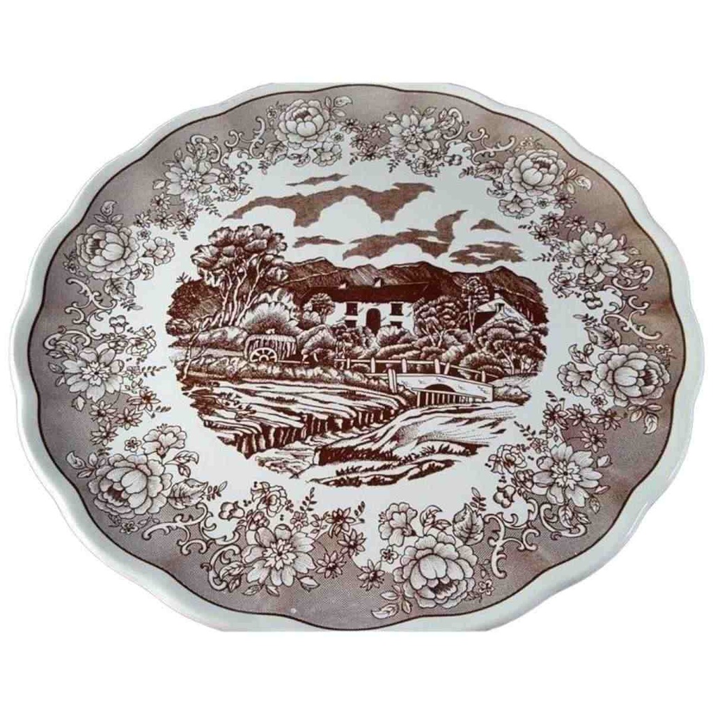 [45813706] Servierplatte Tortenplatte Tortenständer N.F N.F. Italy Swiss Landscape Braun gebraucht - gut Bild 2