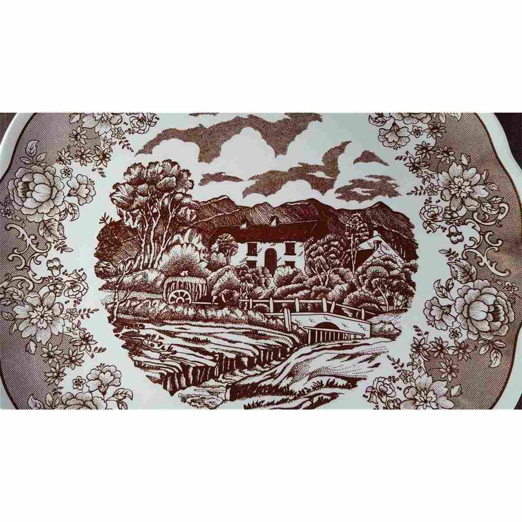 [45813706] Servierplatte Tortenplatte Tortenständer N.F N.F. Italy Swiss Landscape Braun gebraucht - gut Bild 3