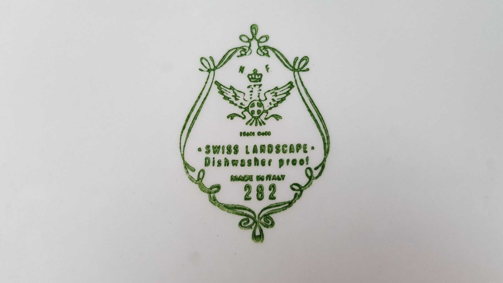 [45813706] Servierplatte Tortenplatte Tortenständer N.F N.F. Italy Swiss Landscape Braun gebraucht - gut Bild 7