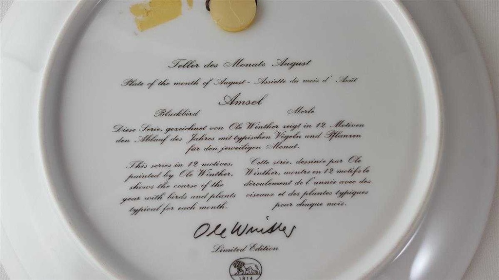 [45813748] Wandteller Hutschenreuther Ole Winther Monatsteller August gebraucht - sehr gut Bild 3