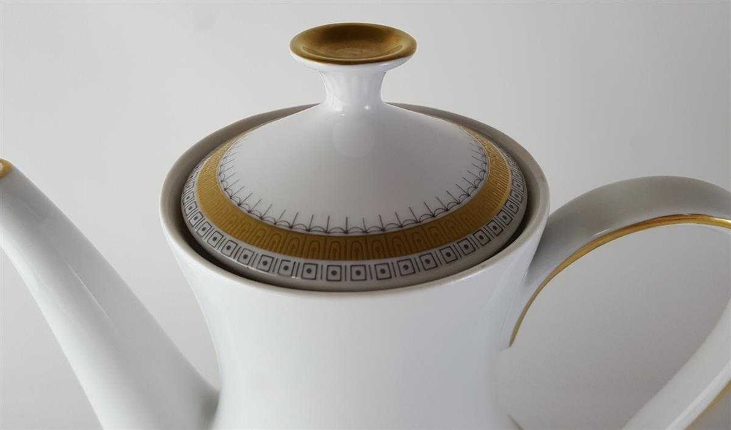 [45813776] Kaffeekanne Kanne 1,3 L Seltmann Weiden Vohenstrauß Grau Gold Dekor gebraucht - sehr gut Bild 3