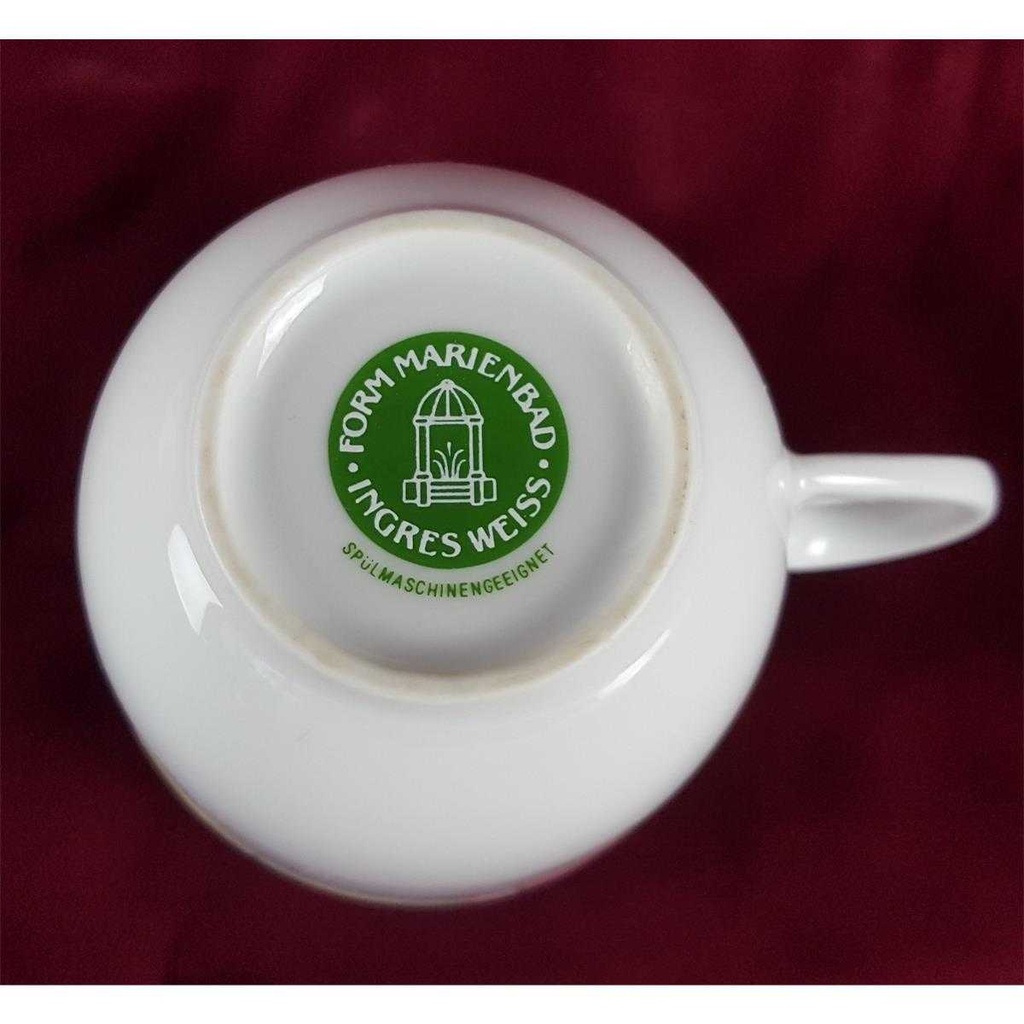 [458138000] Kaffeetasse Tasse mit Griff Marienbad Ingres Weiss Blumendekor Blumen gebraucht - sehr gut Bild 3