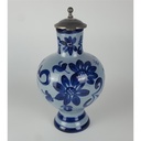 [458138018] Krug mit Zinndeckel Henkelkrug Steingut Blau H 26 cm Bild 2
