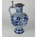 [458138018] Krug mit Zinndeckel Henkelkrug Steingut Blau H 26 cm Bild 3