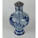 [458138018] Krug mit Zinndeckel Henkelkrug Steingut Blau H 26 cm Bild 4