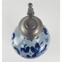 [458138018] Krug mit Zinndeckel Henkelkrug Steingut Blau H 26 cm Bild 6