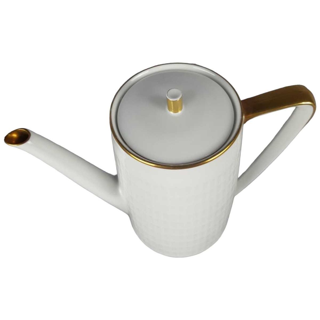 [458138024] Kaffeekanne Kanne Goldrand 1,5 L Zeh Scherzer Rillenrelief 1750 gebraucht - gut Bild 2