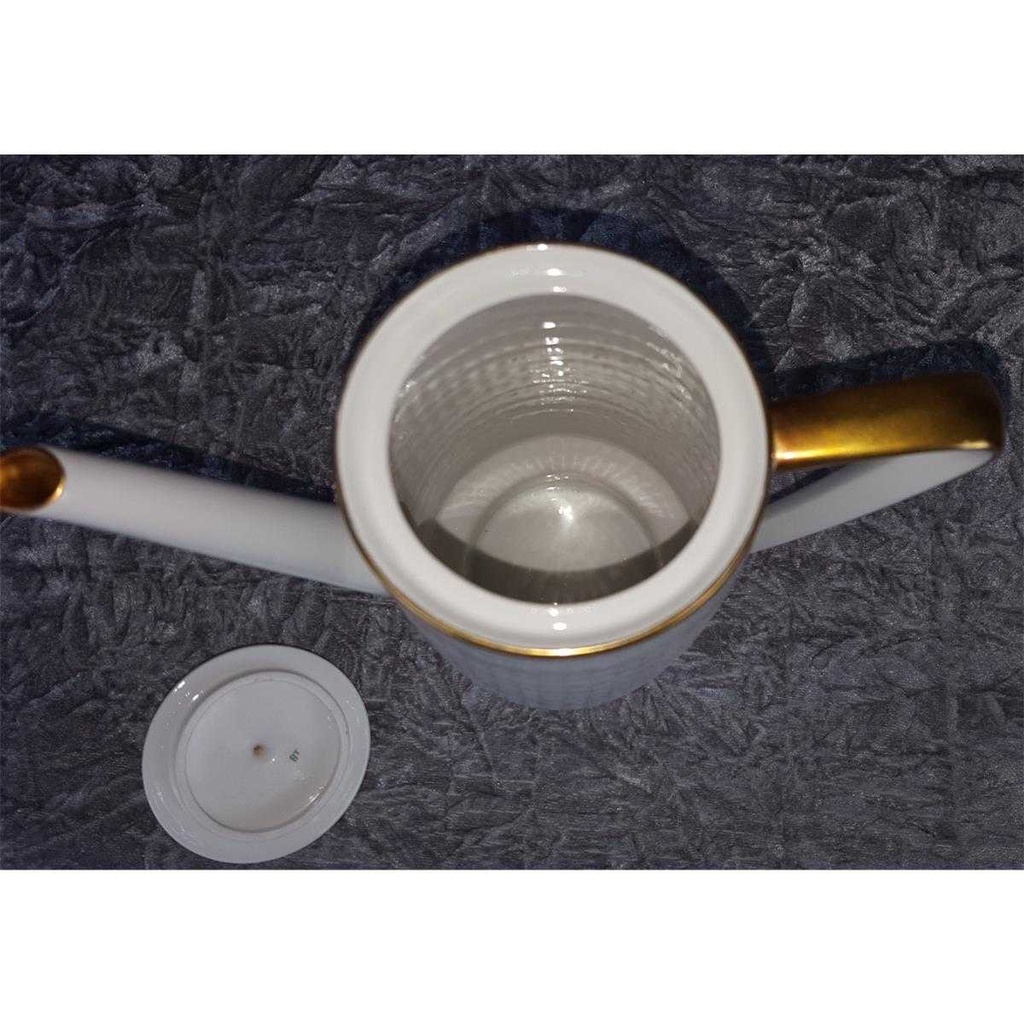 [458138024] Kaffeekanne Kanne Goldrand 1,5 L Zeh Scherzer Rillenrelief 1750 gebraucht - gut Bild 4