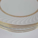 [2119010] 5er Set Kuchenteller Dessertteller Goldrand 19,9 cm Bareuther Waldsassen Form 640 Reliefdekor gebraucht - gut Bild 3