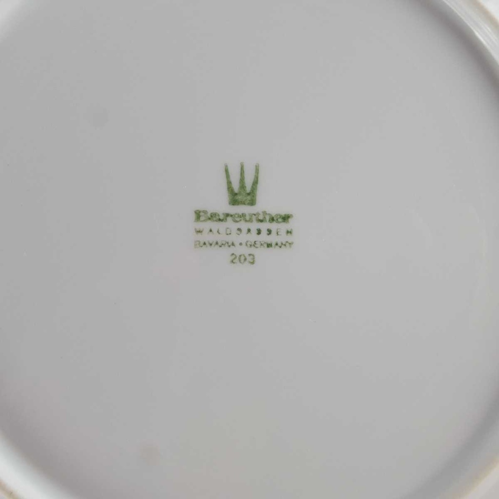 [2119010] 5er Set Kuchenteller Dessertteller Goldrand 19,9 cm Bareuther Waldsassen Form 640 Reliefdekor gebraucht - gut Bild 5