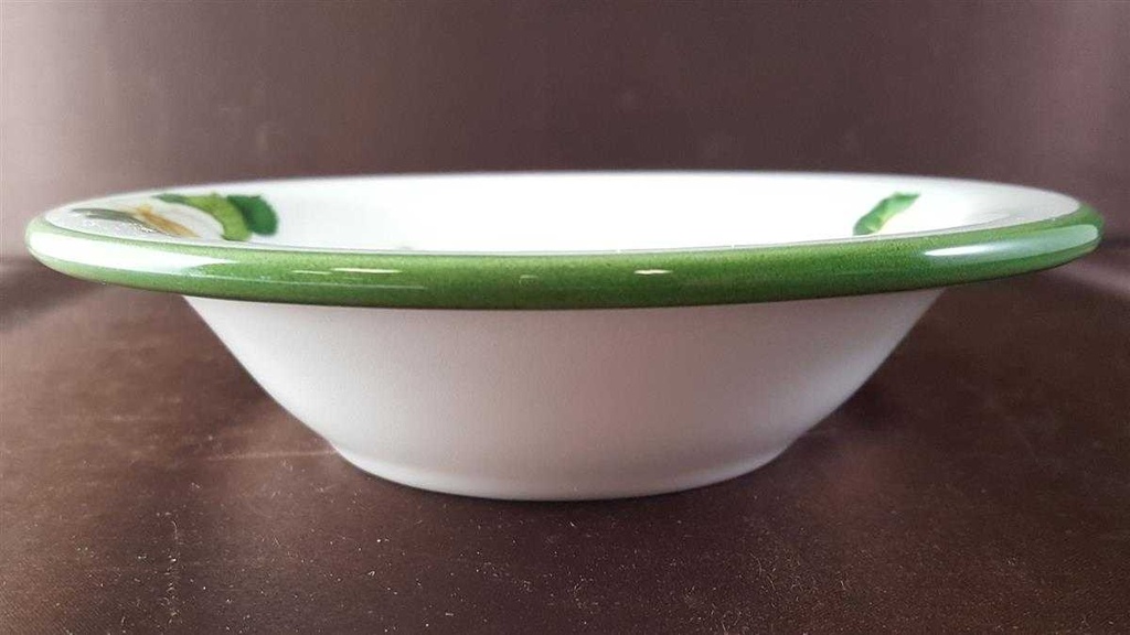[45813813] Kuchenteller Schale Dessertteller Frühstücksteller Salatschale 16 cm Tiffany Boutique Italy weiße Blume mit Grünrand gebraucht - sehr gut Bild 3
