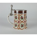 [2119013] BMF Keramik Bierkrug Bierseidel mit Zinndeckel Blumendekor H 16,2 cm Bild 3