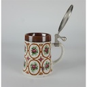 [2119013] BMF Keramik Bierkrug Bierseidel mit Zinndeckel Blumendekor H 16,2 cm Bild 5